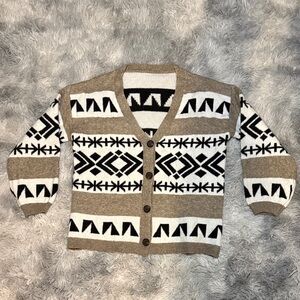 Southwestern Aztec Geometric V Neck Button Cardingan/Electric Grandpa Knit